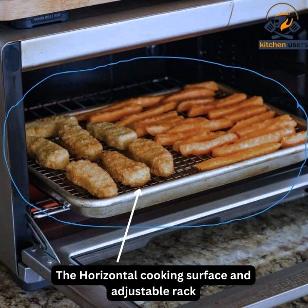 horizontal cooking surface and adjustable rack